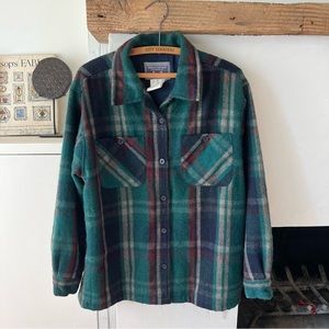 VINTAGE WOOL BLEND PLAID SHACKET